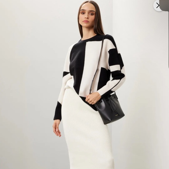 Club Monaco Black and Cream Geometric Sweater - Picture 1 of 8